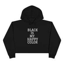 Load image into Gallery viewer, Woman's "Happy Color Black" Crop Hoodie