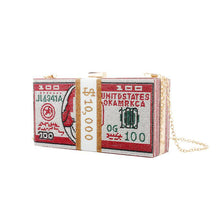 Load image into Gallery viewer, Cash Dollars Crystal Clutch with Rhinestones