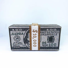 Load image into Gallery viewer, Cash Dollars Crystal Clutch with Rhinestones