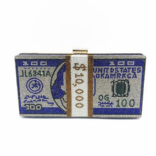Load image into Gallery viewer, Cash Dollars Crystal Clutch with Rhinestones