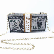 Load image into Gallery viewer, Cash Dollars Crystal Clutch with Rhinestones