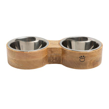 Load image into Gallery viewer, Wood &amp; Metal Feeder Double Diner