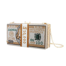 Load image into Gallery viewer, Cash Dollars Crystal Clutch with Rhinestones