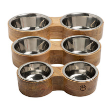 Load image into Gallery viewer, Wood &amp; Metal Feeder Double Diner