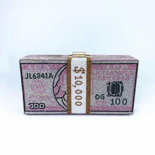 Load image into Gallery viewer, Cash Dollars Crystal Clutch with Rhinestones
